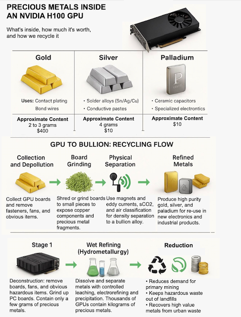 Precious Metal Recovery from NVIDIA H100 GPU